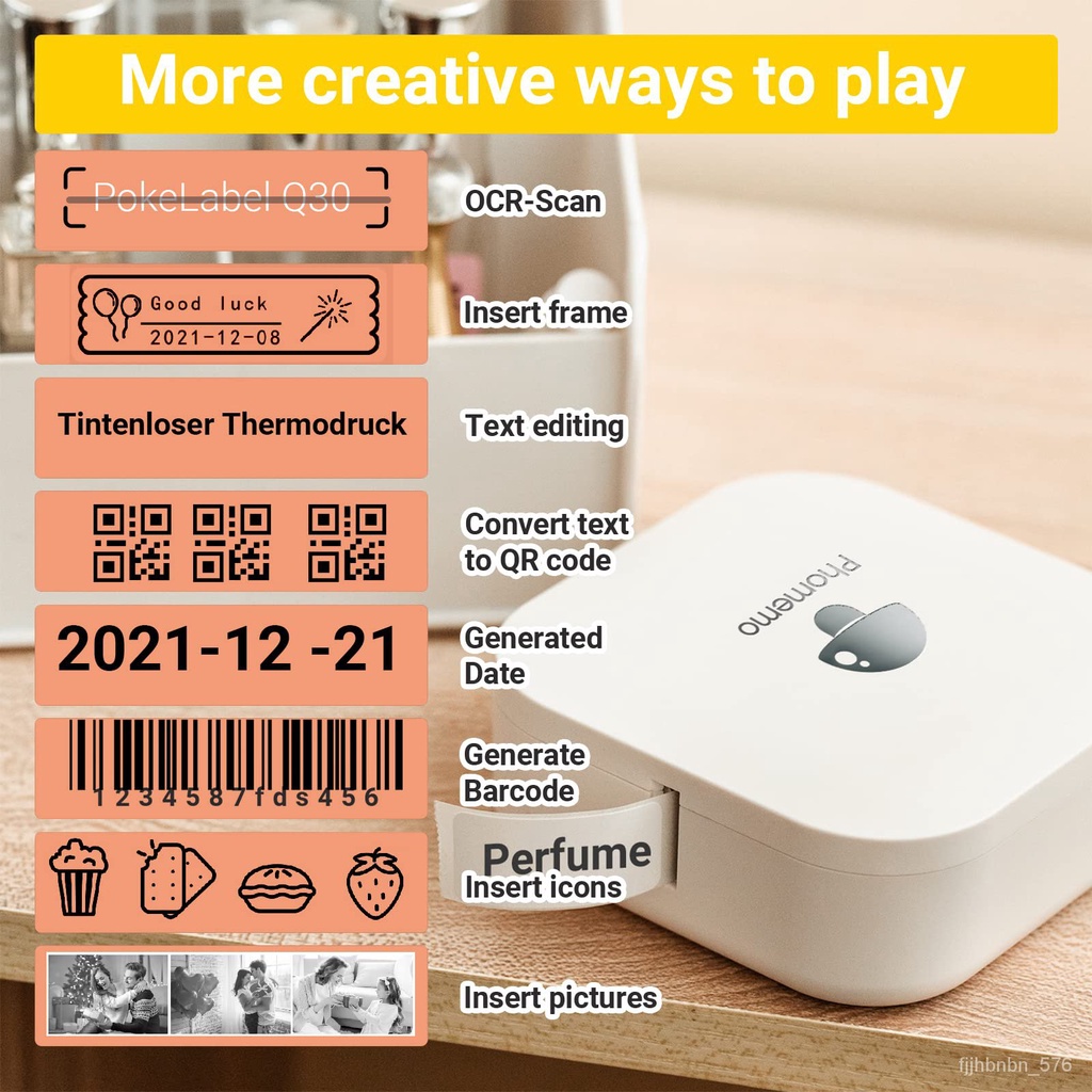 Máy In Nhiệt Không Dây bluetooth Mini Phomemo Q30 Nhãn Dán 6-15mm 203dpi