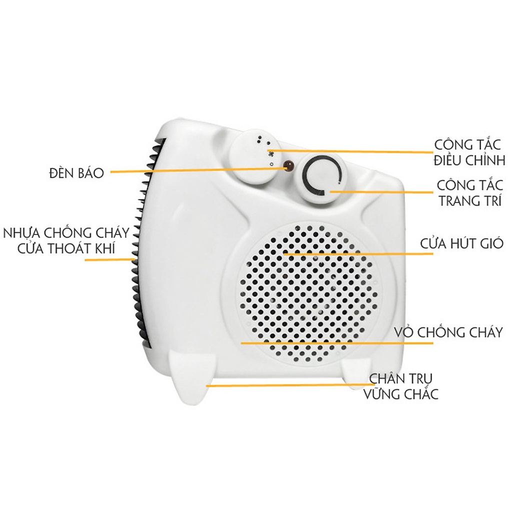 Quạt Sưởi Ấm Mini Cho Gia Đình - Máy Sưởi Ấm Hồng Ngoại Công Suất Lớn An Toàn Bảo Hành Lên Đến 12 Tháng