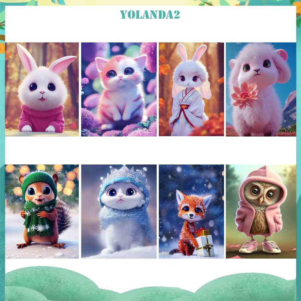 Bộ Tranh Đính Đá 5D Tự Làm Hình Động Vật 2D Trang Trí Nhà Cửa / Văn Phòng