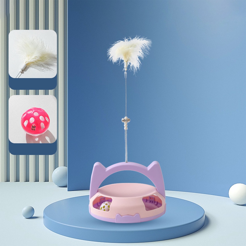 Elsabell. Tháp bóng lăn bàn xoay  gắn thanh lông vũ thích hợp làm bài tập cho mèo vận động
