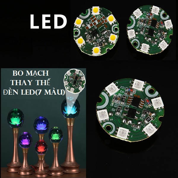 Bo Mạch đèn led 1 màu VÀNG ,7 MÀU(lắp đèn cao cấp)