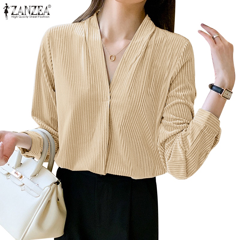 Áo nữ Zanzea tay dài cổ chữ v thời trang quyến rũ