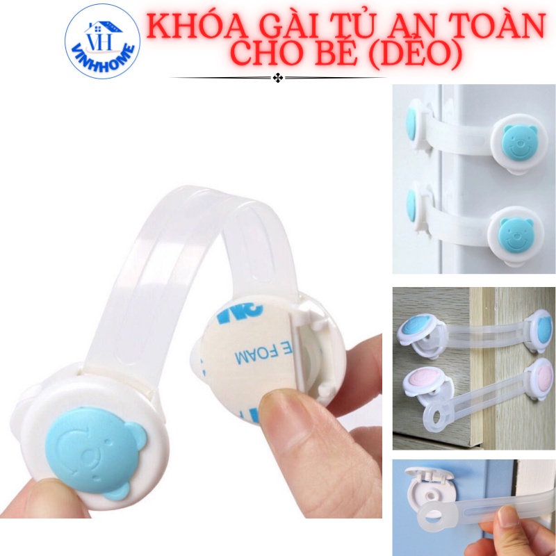 Khóa tủ/Khóa gài tủ lạnh chặn cửa chống kẹp cao cấp nhỏ ngọn chắc chắn an toàn cho bé