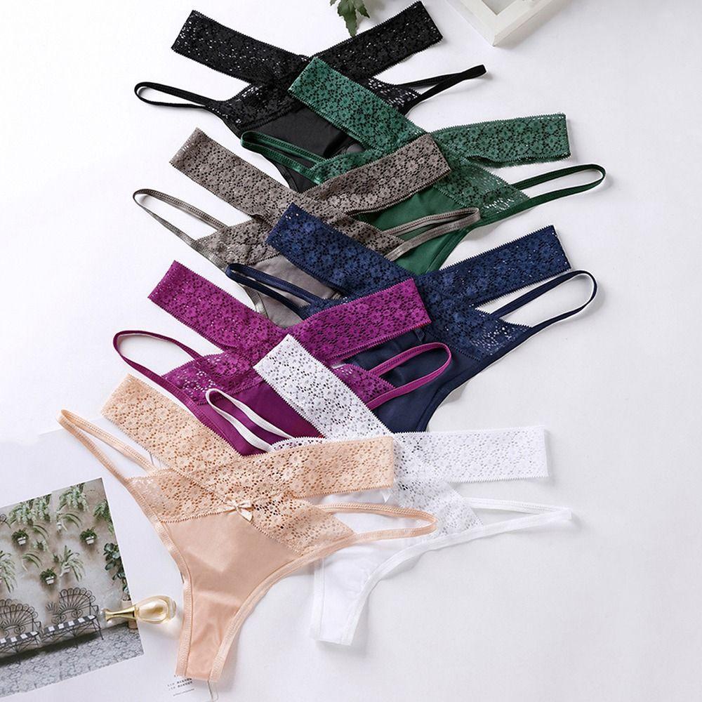 Quần Lót Lụa Màu Trơn Không Đường May Dây Chéo Đính Nơ Thời Trang Cho Nữ