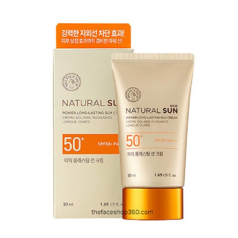 Kem chống nắng dưỡng da The Face Shop trang điểm lâu trôi Natural Sun Eco Power Long Lasting SPF50+PA+++ 50ml