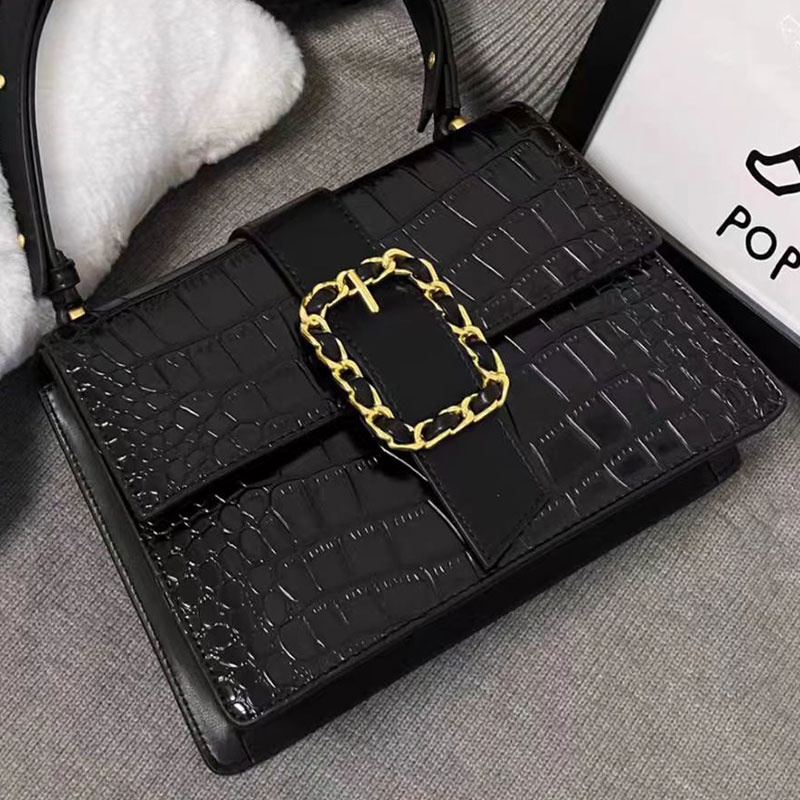 Menas Túi Đeo Vai Da PU Cao Cấp Màu Trơn Họa Tiết Da Cá Sấu Thời Trang Thường Ngày