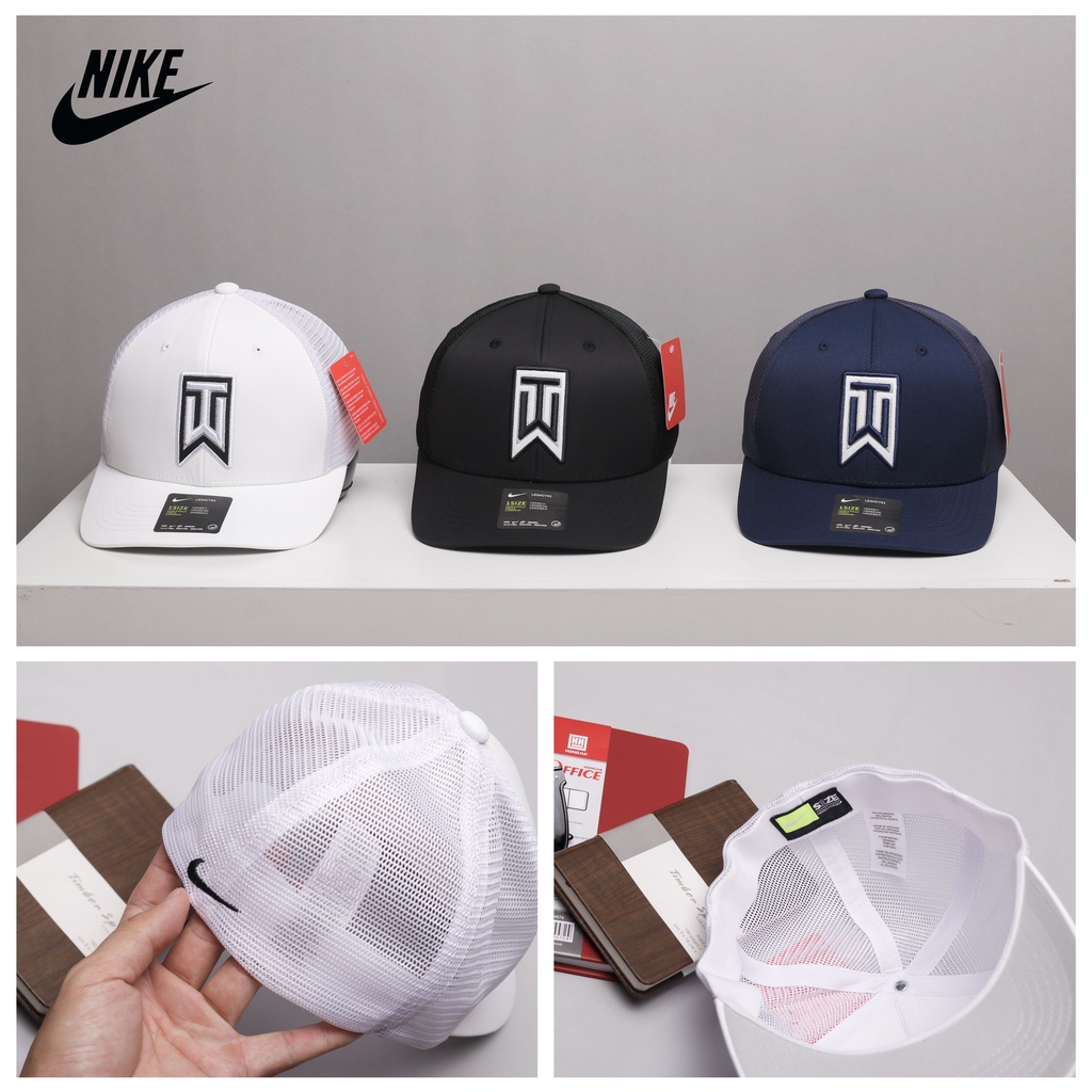 Nón kết lưỡi trai NIKE phối lưới Logo thêu TM Chuẩn Hãng Mũ kết thể thao Unisex nam nữ 3 màu lựa chọn
