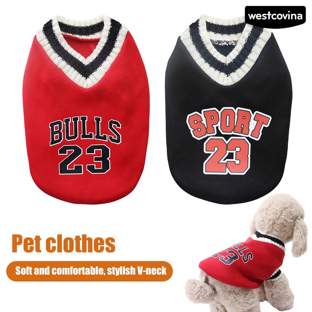 [COD]♘Áo Nỉ Mềm Mại Cổ Chữ V Thoải Mái In Họa Tiết Chữ Thời Trang Mùa Đông Cho Thú Cưng