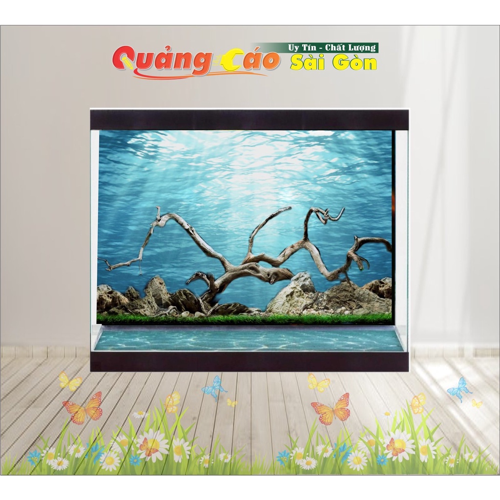 Tranh Decal Dán Hồ Cá - Có Sẵn Keo - Thực Vật - Hình Ảnh Độc Đáo - Decal Sài Gòn