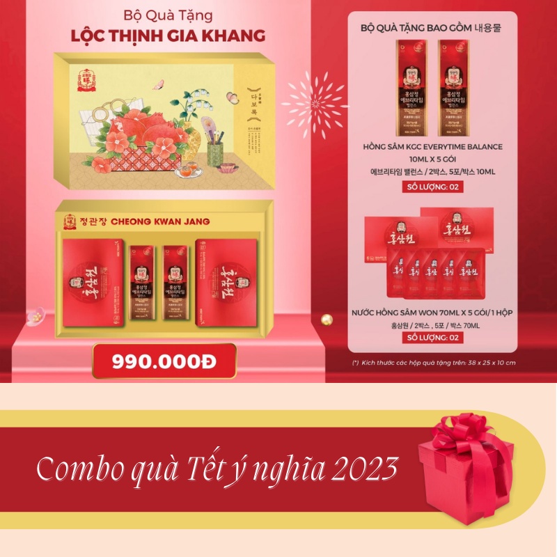 Bộ Quà Tặng Tết Hồng Sâm Cao Cấp KGC Cheong Kwan Jang Lộc Thịnh Gia Khang [Gồm 4 món]