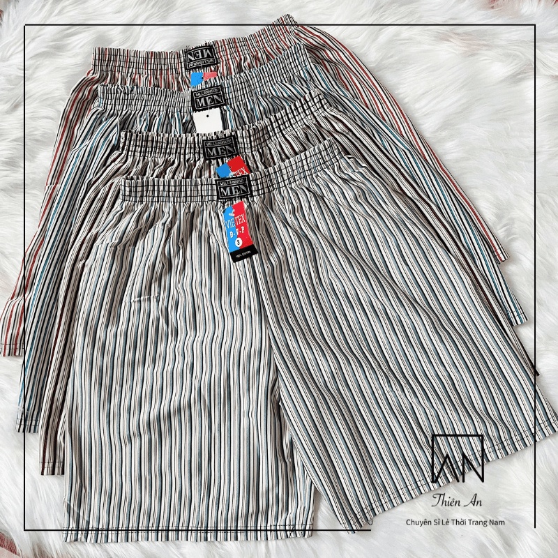 Quần thun sọc tăm quần đùi nam mặc nhà từ 40kg đến 75kg