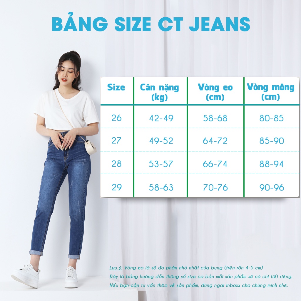 Quần baggy jean nữ kiểu xước 9 tấc tôn dáng cho nàng, chất vải co giãn 4 chiều CP44, CT JEANS