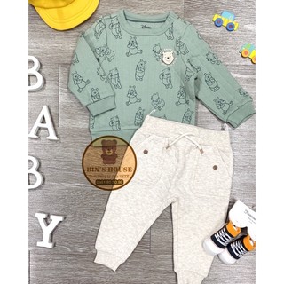 Bộ nỉ chần bông pooh xanh c&a cho bé sz 0/3m