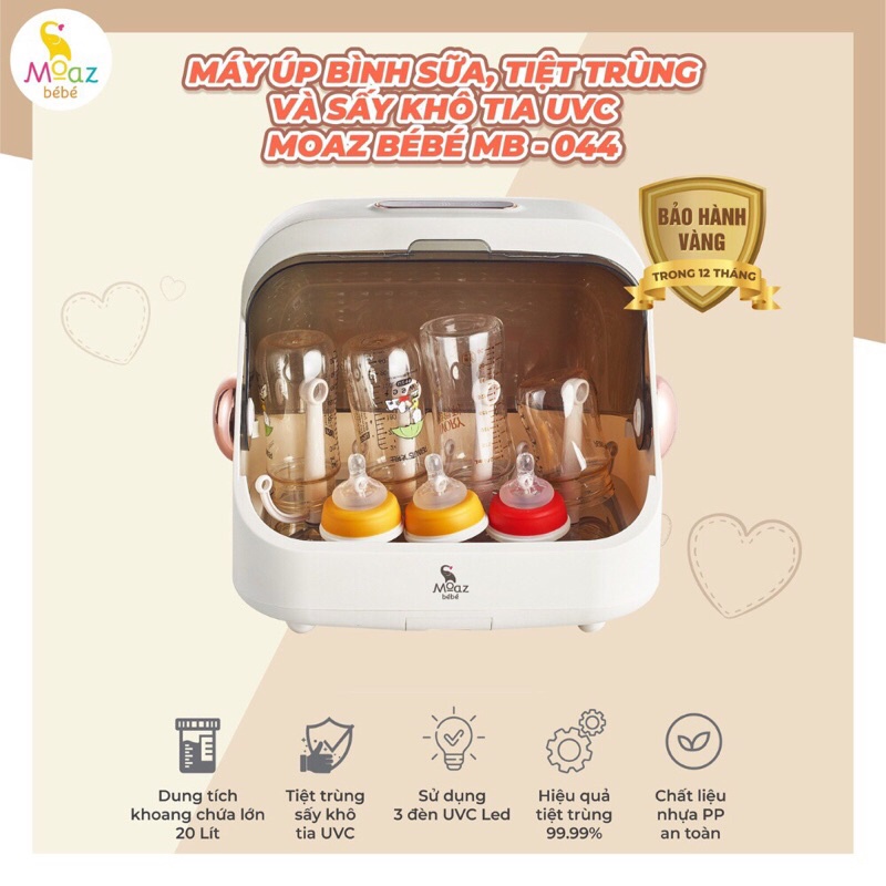 Máy úp bình sữa tiệt trùng sấy khô UVC Moaz Bebe MB-044