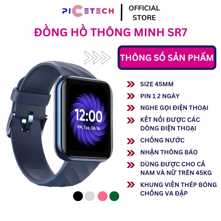 Đồng Hồ Thông Minh Bản SRI 7 Viền Thép Nghe Gọi , Tập Luyện Thể Thao , Nhận Thông Báo - Chính Hãng PICETECH