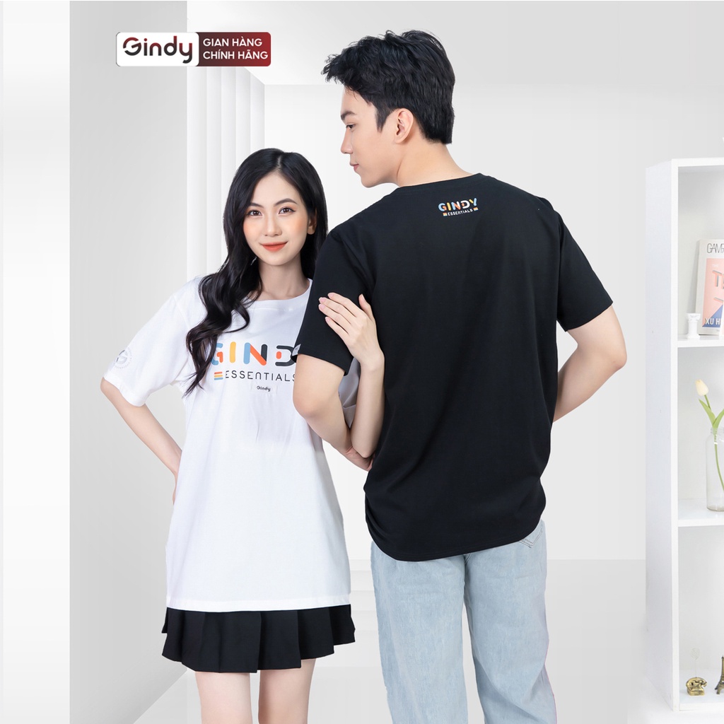 Áo thun tay lỡ form rộng unisex phông nam nữ cổ tròn cotton 2 chiều hai màu trắng đen thời trang local brand GINDY A026