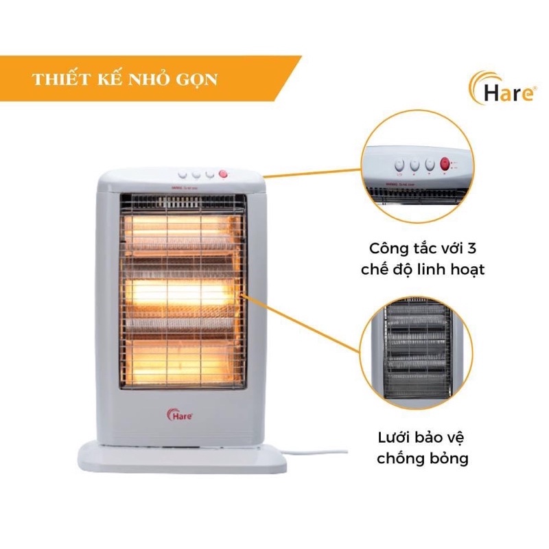 ☀️Sưởi Phòng 2 Bóng-3 Bóng Hare-Thiết Kế Nhỏ Gọn-Làm Ấm Nhanh-Không Khô Da-Bảo Hành 12 Tháng