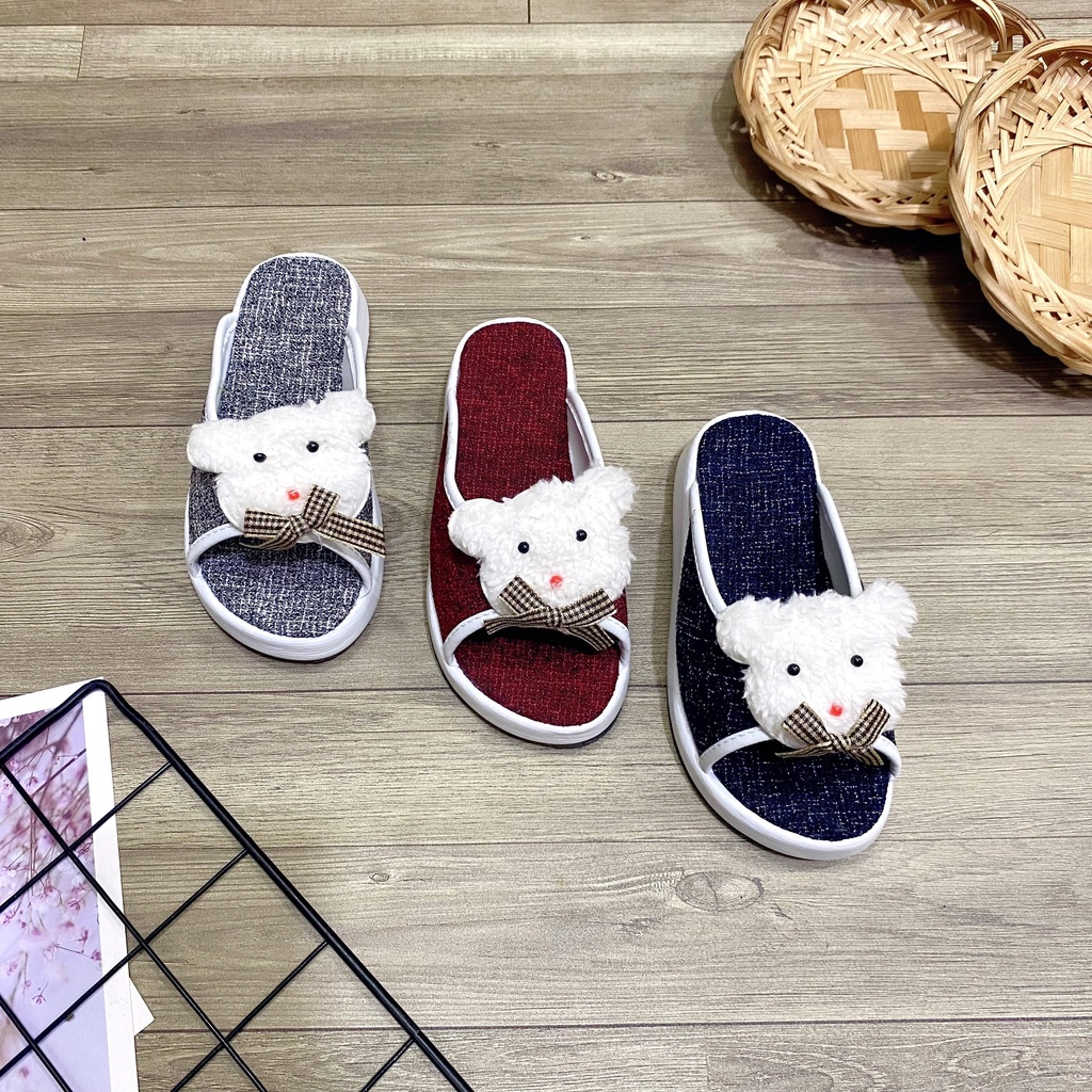 Dép quai ngang cho bé đế xuồng thời trang hình gấu cute 3 màu xinh xắn - TT469