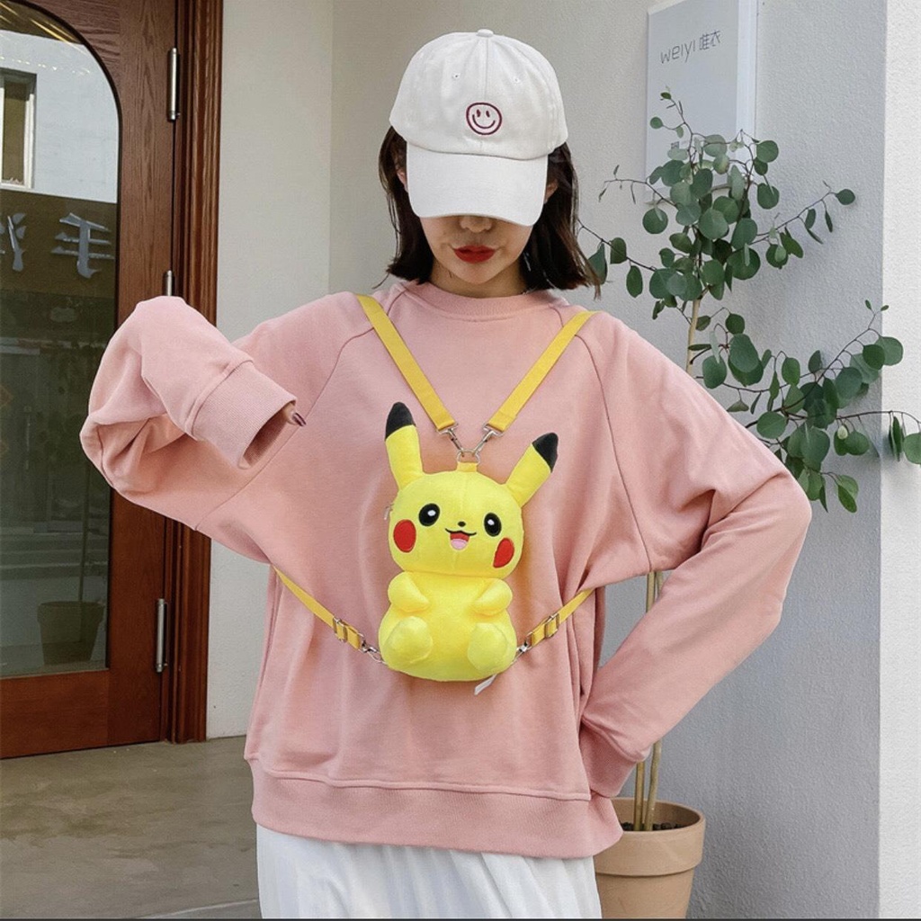 Ba Lô Gấu Bông Hình Pikachu - Túi Đeo Balo Gấu Xinh Xắn