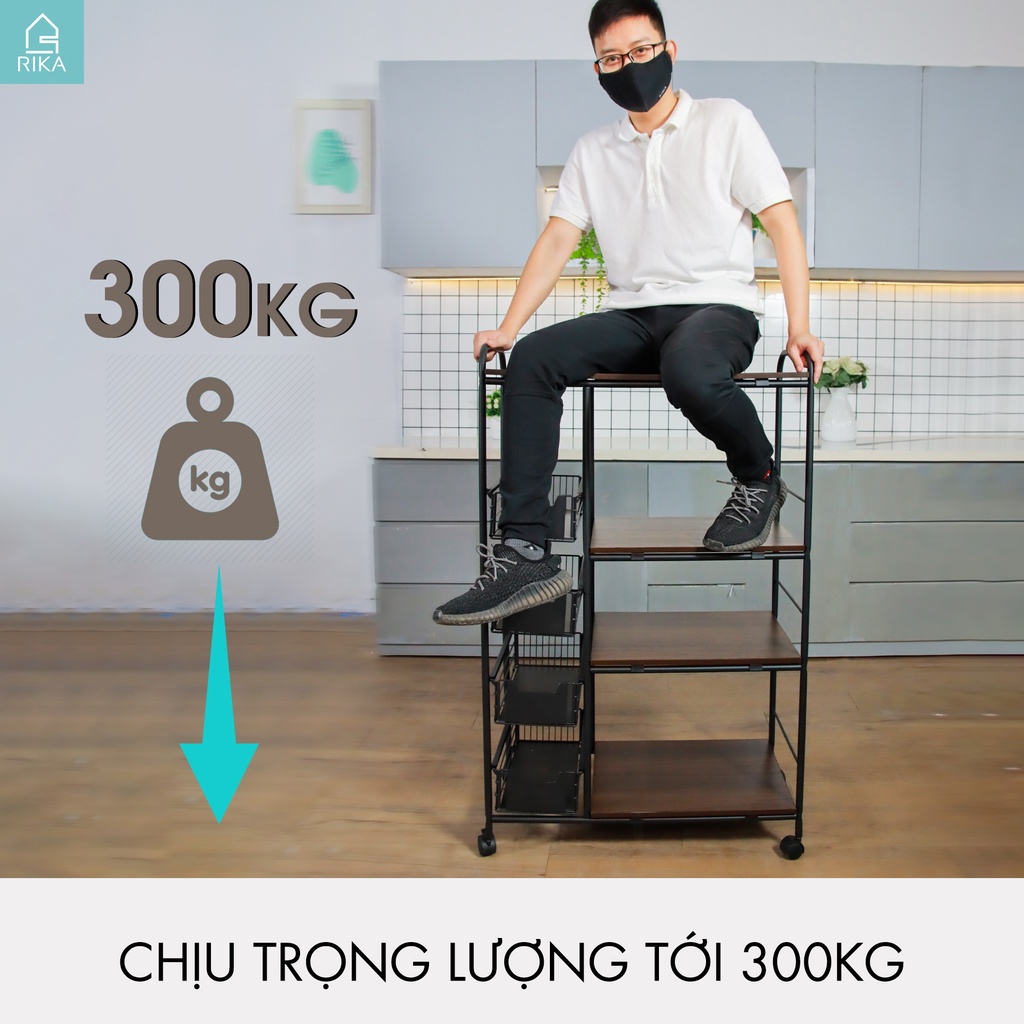 Kệ Lò Vi Sóng Thép Carbon Rika KDN02, Giá để đồ đa năng chất thép carbon