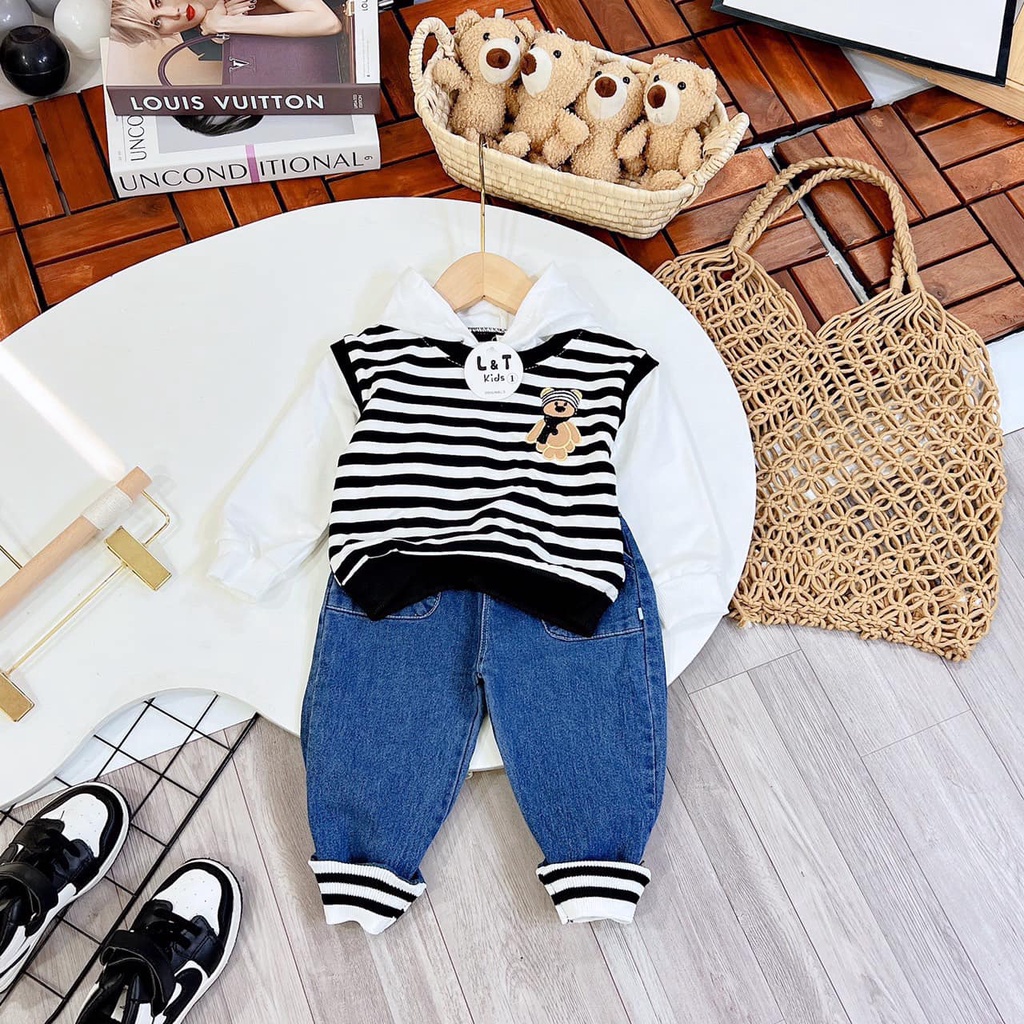 Set áo mũ phối quần jean xuất sắc cho bé trai Mít Shop