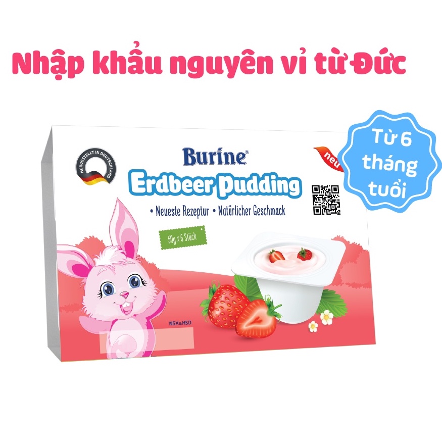 Cháo sữa Burine HiPP ăn dặm Pudding Dâu cung cấp Vitamin, Dưỡng Chất, Bổ Sung Năng Lượng Date 04/2024 - Thu Vỏ Giấy