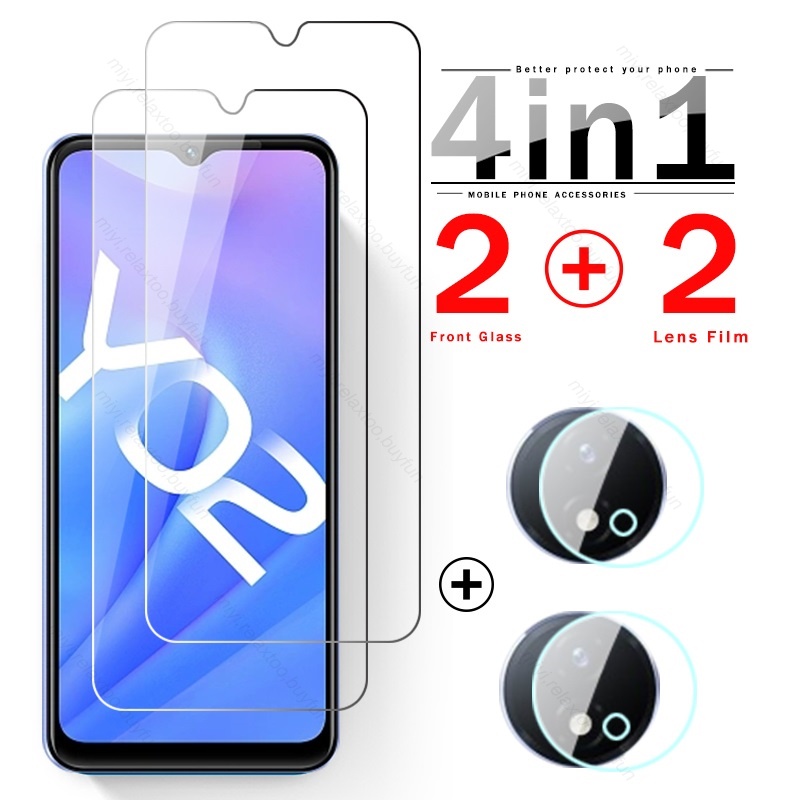 Vivoy02 4G Glass 4To1 Camera Lens Protective Glass For Vivo Y02 Y 02 02Y 4G 2022 V2213 6.51" Phone Screen Protector Film Cover