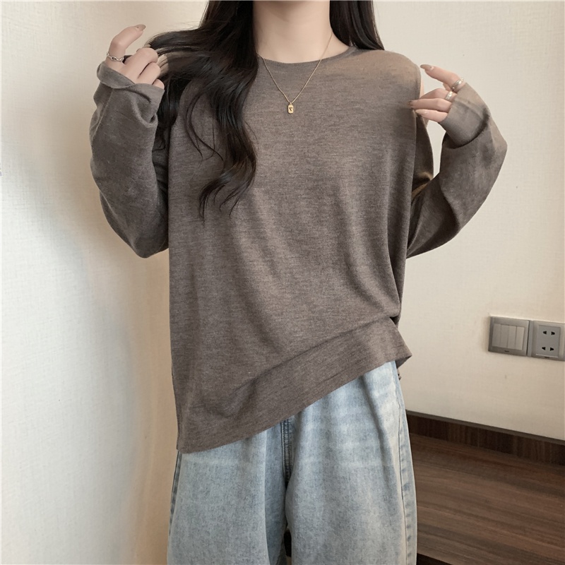 Áo thun SUXI tay dài màu trơn đơn giản thời trang dành cho nữ