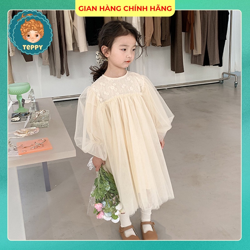 Đầm, váy trắng kem xoè phồng cho bé gái