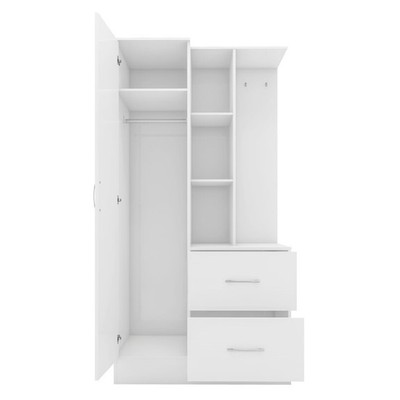 EDLE, Tủ quần áo kèm kệ để đồ đồ dùng có gương WAR_058, 117x52x190cm, tủ đựng quần áo Scandi Home