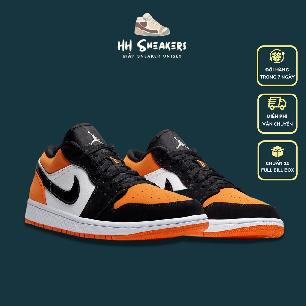 Giày Jordan cổ thấp nam nữ màu cam đen - Giày thể thao sneaker Jordan thấp cổ màu cam cao cấp Full Box