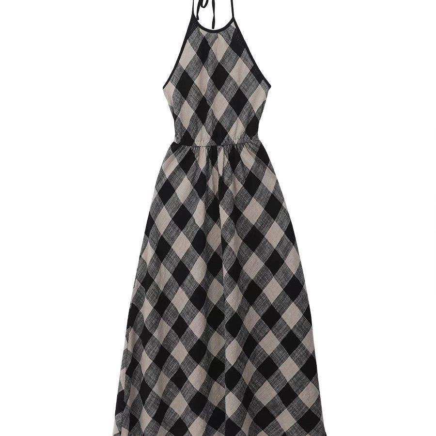 Đầm Hai Dây Dáng Dài Họa Tiết Sọc Caro Phong Cách Pháp Cao Cấp Thời Trang Mùa Hè Hàng Mới Dành Cho Bạn Nữ