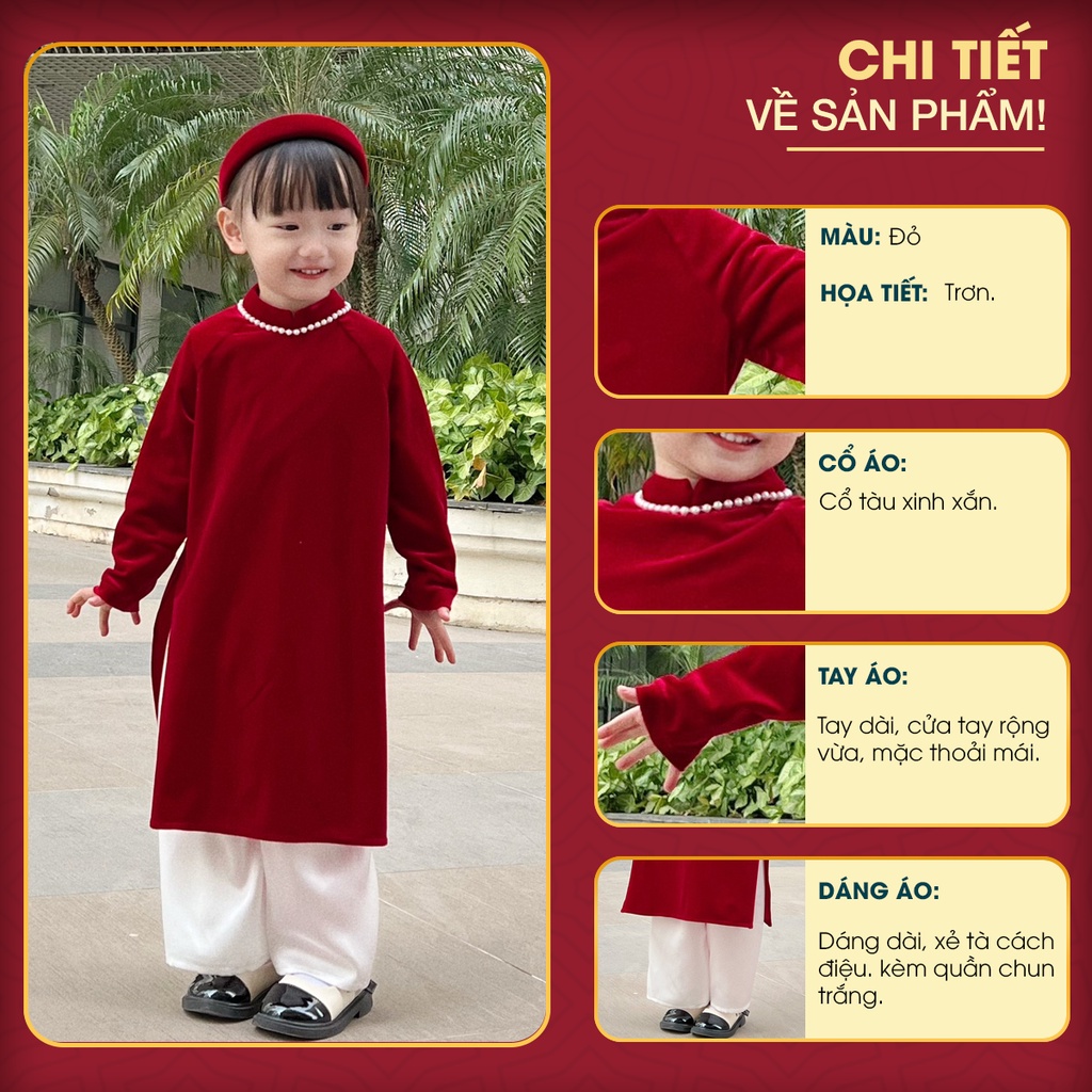 Set Áo Dài Suông Cho Bé Gái Michi House Váy Xuông Mặc Lễ Tết Cho Bé Xinh Xắn Mặc An Toàn Cho Da