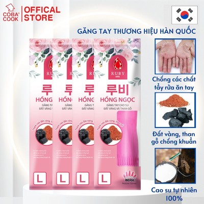 [COMBO4] Găng Tay Cao Su Đất Vàng Và Than Gỗ Hồng Ngọc Thương Hiệu BEIGL 39cm