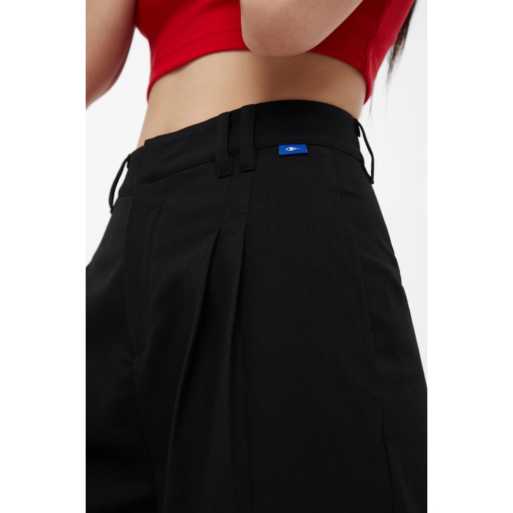 TheBlueTshirt - Quần Âu Nữ Xếp Ly Màu Đen - Double Pleat Straight Trousers - Black