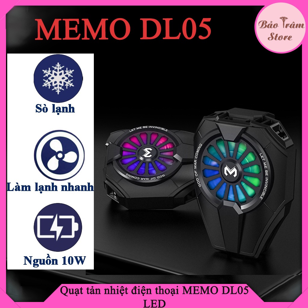 Quạt tản nhiệt điện thoại MEMO DL05- Làm mát tức thời, màn hình LED,Tốc độ quạt 7500rpm