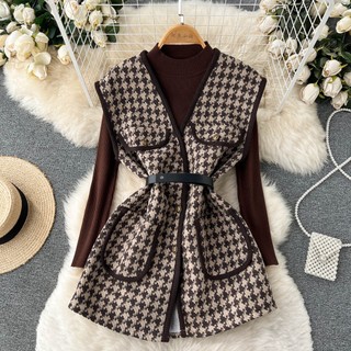 Set áo váy len full set cho nữ thu đông