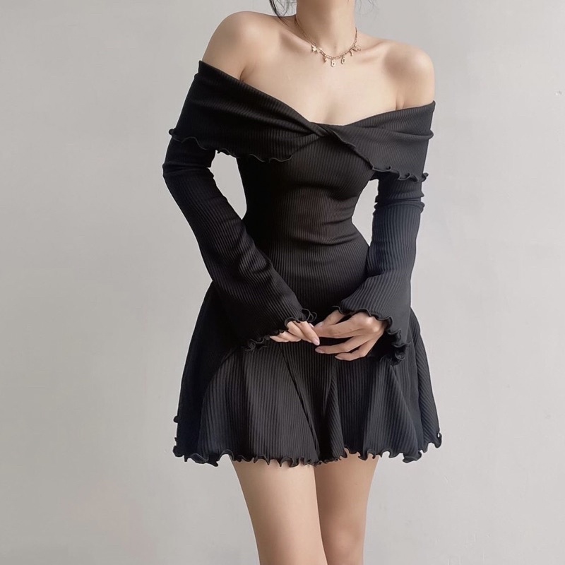 KHO Sỉ BOHOME - Đầm gân xoè trễ vai