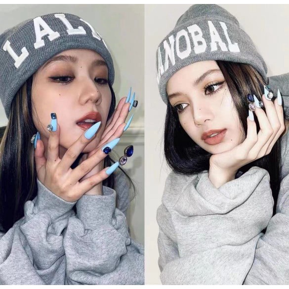 Mũ Len Beanie Thêu Chữ BLACKPINK LISA Xám