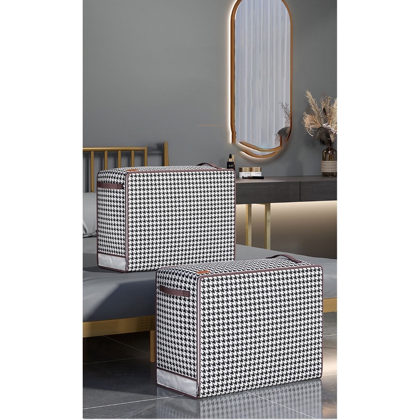 Túi Vải Đựng Đồ Có Nắp Dây Kéo 2 Chiều In Họa Tiết Đẹp Sắc Nét Tiện Dụng , Túi Đựng Chăn Màn Răng Sói Cỡ Lớn