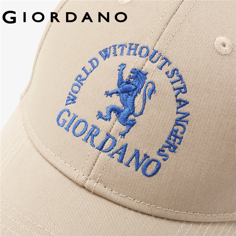 Mũ lưỡi trai GIORDANO 01202005 vải cotton thêu họa tiết sư tử có thể điều chỉnh thời trang cho nam