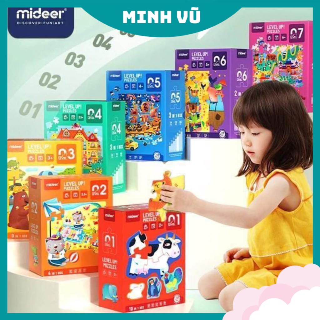 [CHÍNH HÃNG GIÁ TỐT] BỘ XẾP HÌNH 7 CẤP ĐỘ TỪ DỄ ĐẾN KHÓ THEO LỨA TUỔI - HÃNG MIDEER