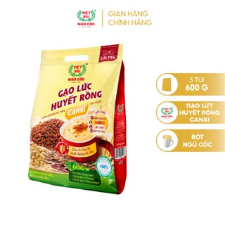  Combo 5 Bột Ngũ Cốc Gạo Lứt Huyết Rồng Canxi VIỆT ĐÀI Thơm Ngon Giúp Thanh Lọc Cơ Thể Túi 600g 
