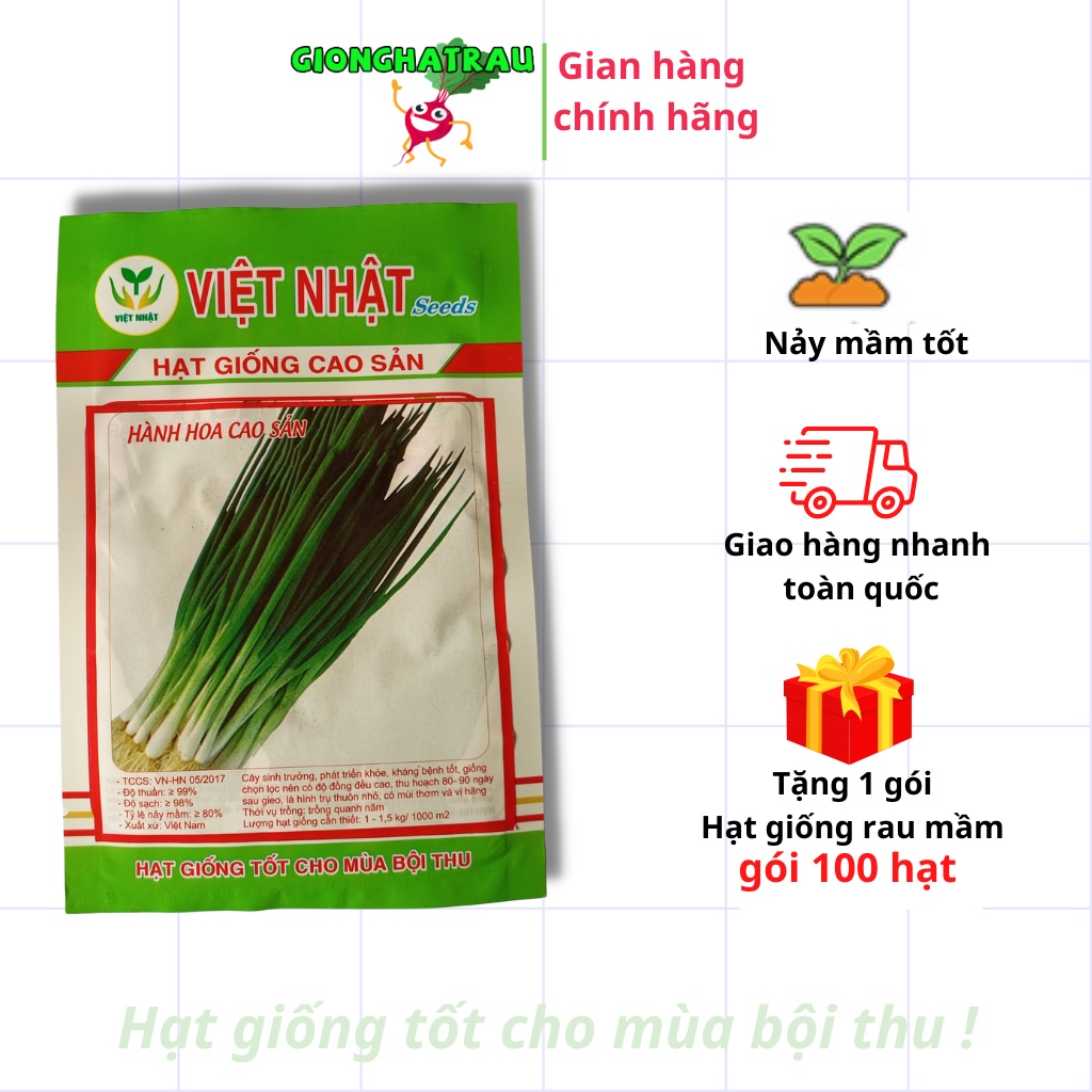 Hạt giống hành lá hành hoa GIONGHATRAU sinh trưởng khỏe gói 5gr