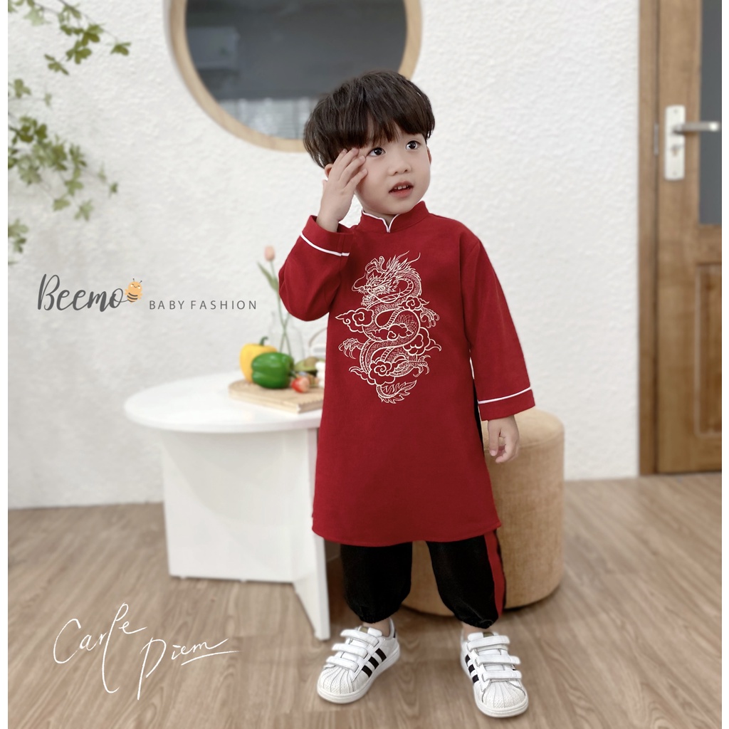 Áo dài Tết thêu rồng bé trai