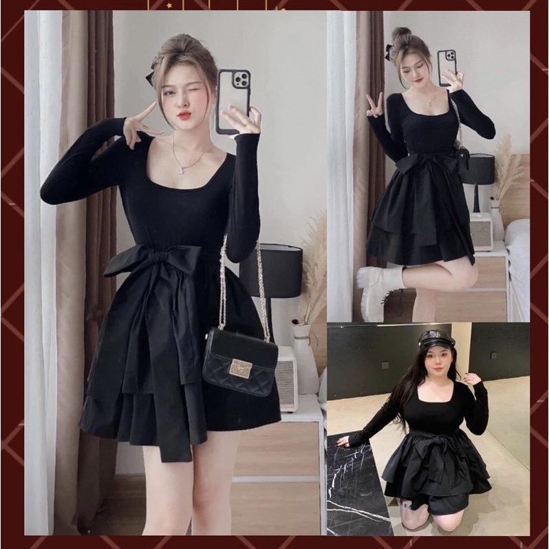 {BIGSIZE 38-75kg} Váy Nơ Thiết Kế 2 Tầng Loại Đẹp