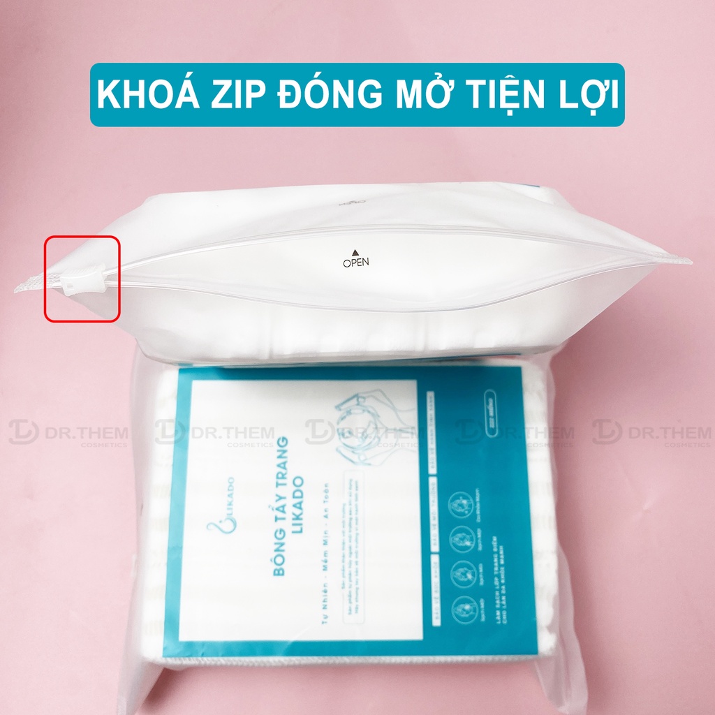 Bông Tẩy Trang Likado Túi 222 Miếng / 100 Miếng Tròn / Khăn Lau Mặt Dùng 1 Lần - Chất Liệu Cotton