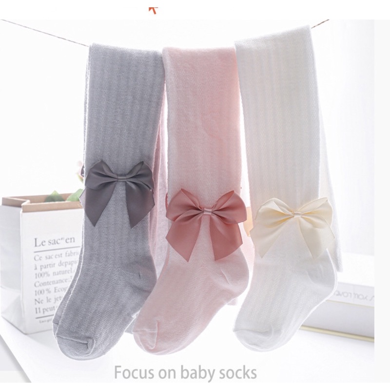 Quần Tất Cotton Lưới Mỏng Mềm Thoáng Siêu Gắn Nơ Đáng Yêu Cho Bé Gái 0