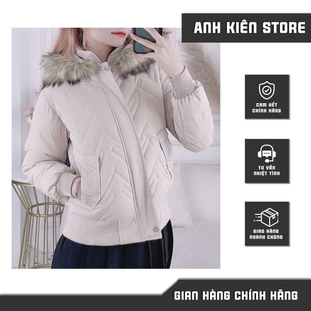 Áo phao nữ mũ lông ⚡ GIÁ CỰC RẺ ⚡ Áo phao mũ lông thêu luxury 3 lớp siêu ấm cho bạn gái