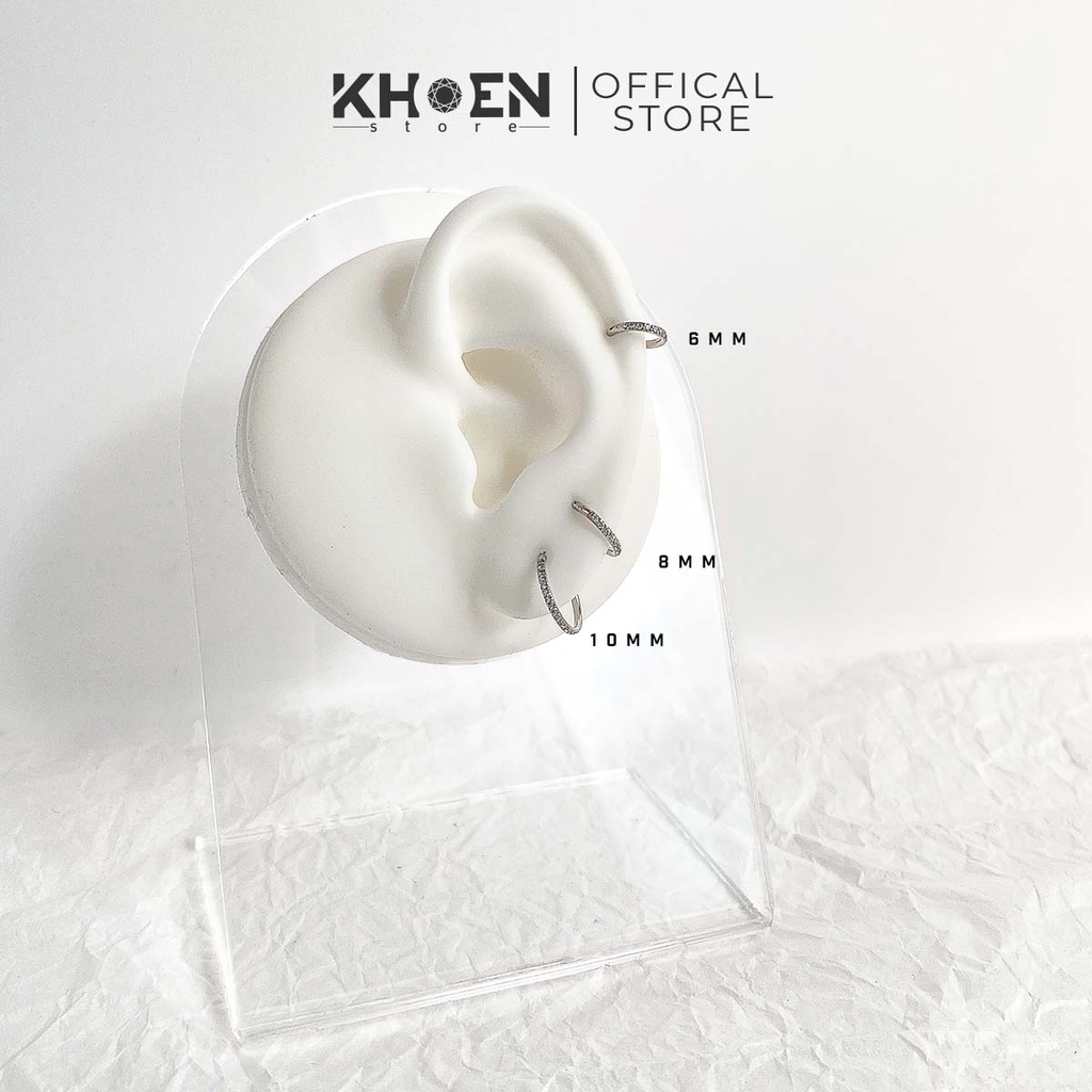 Khuyên tròn nút bật đá giữa - Titan - Khoen Store